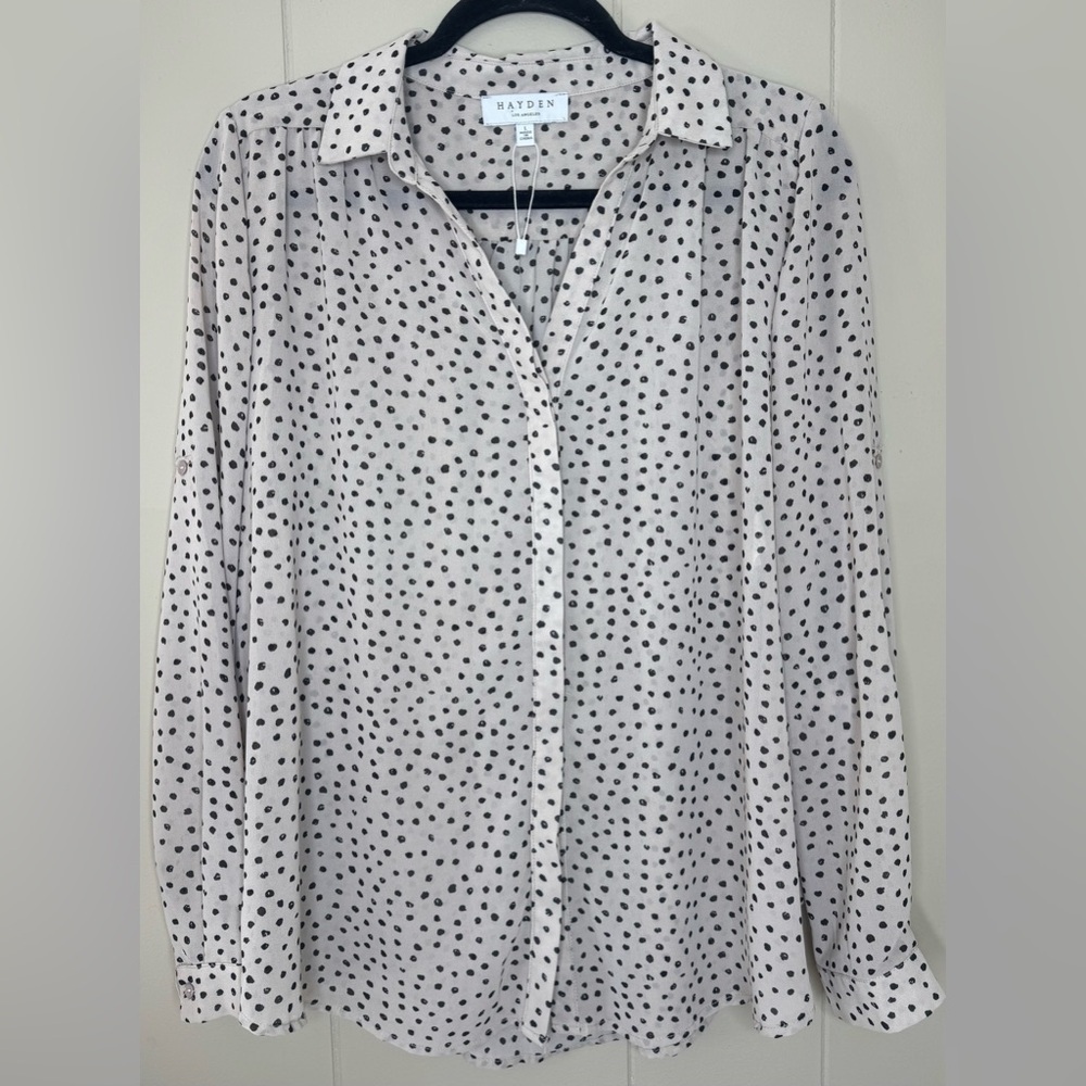 NWOT Hayden Hidden Button Up Long Sleeve Blouse Womens Large